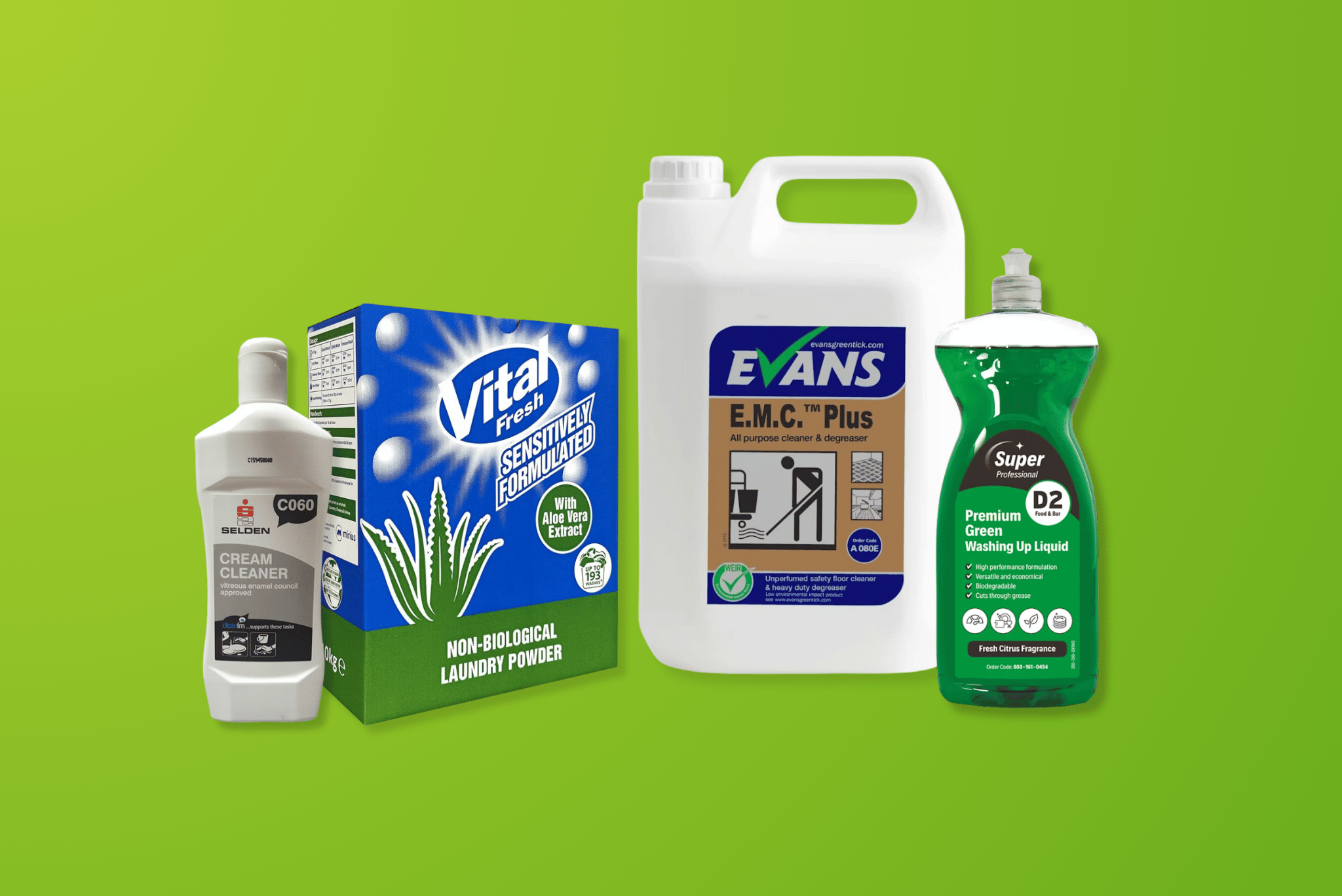 Cleaning products, such as washing up liquid and disinfectant.