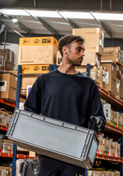 Man in workwear clothing