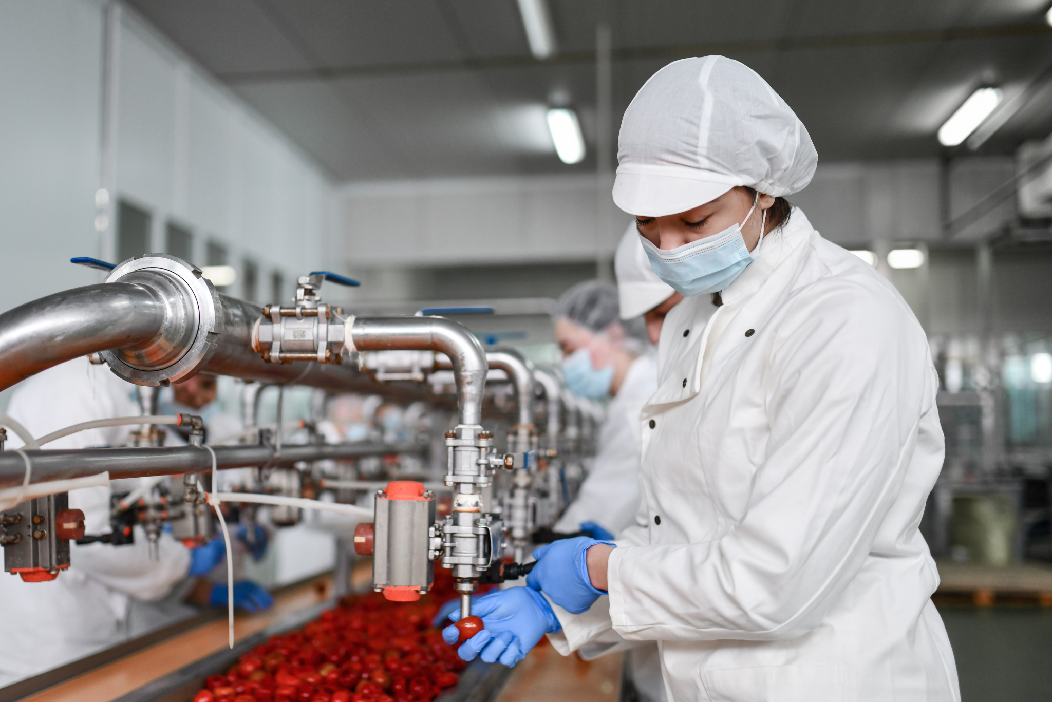 Woman working in food ppe