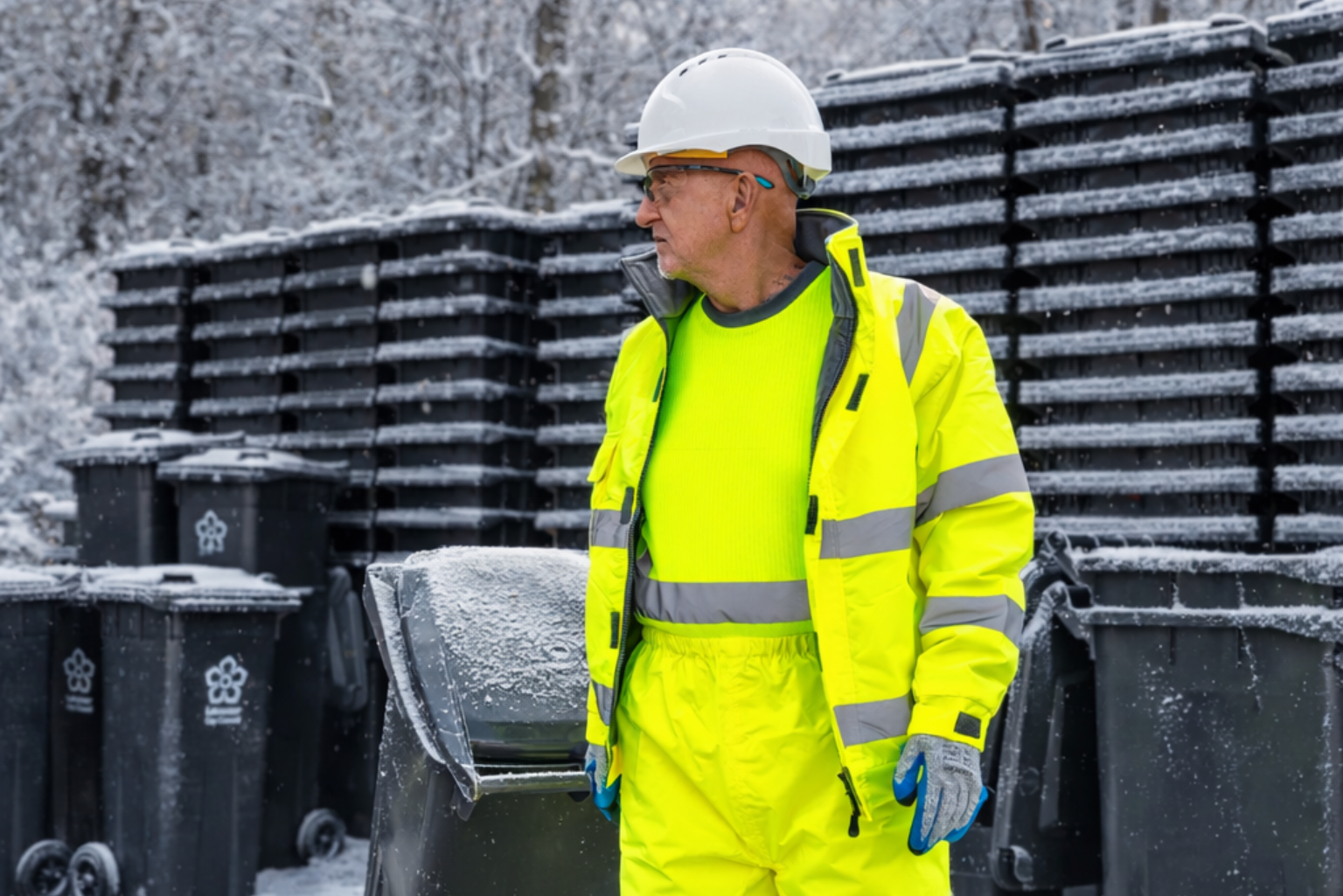 Man in hi-vis winter workwear