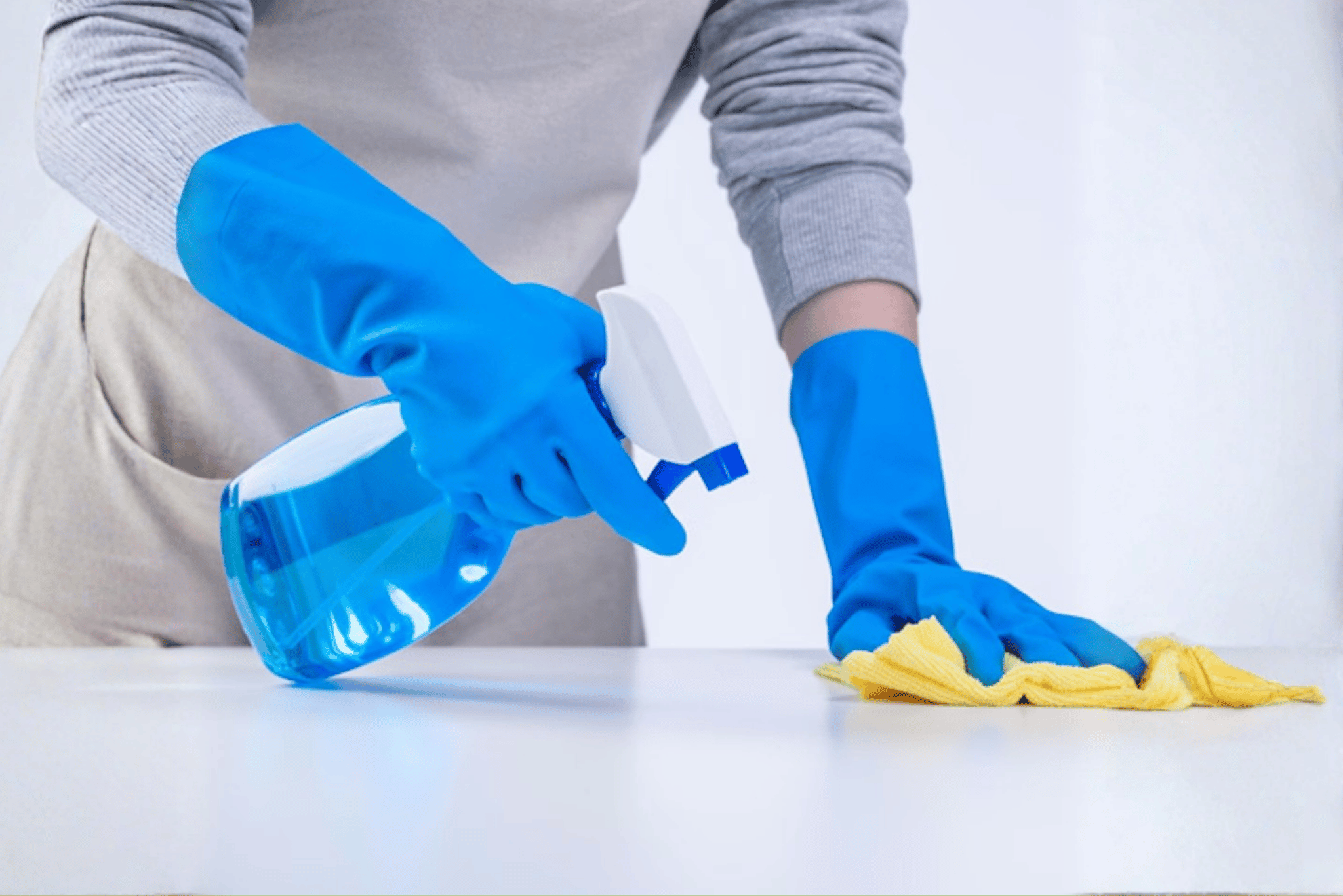 Cleaner using cleaning products.