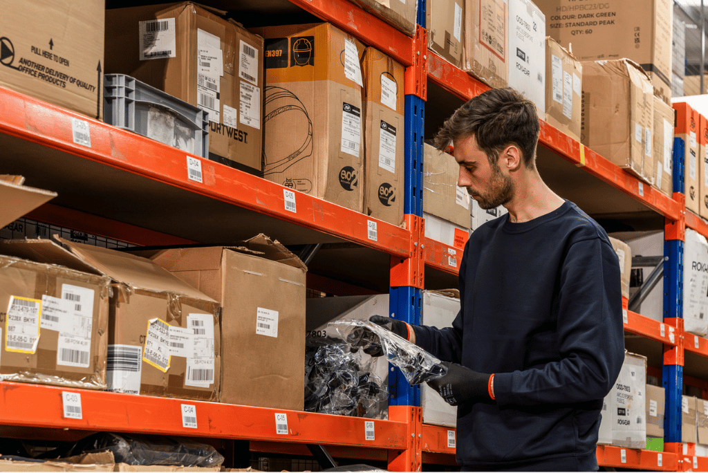 Warehouse worker on shift.