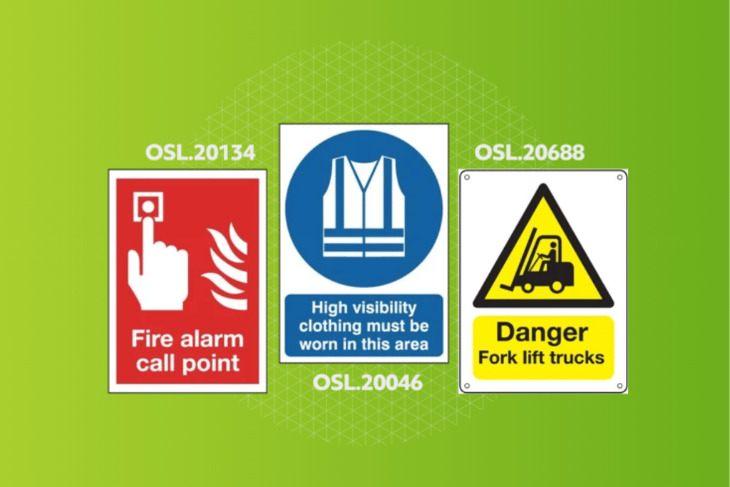 Warehouse safety signage.