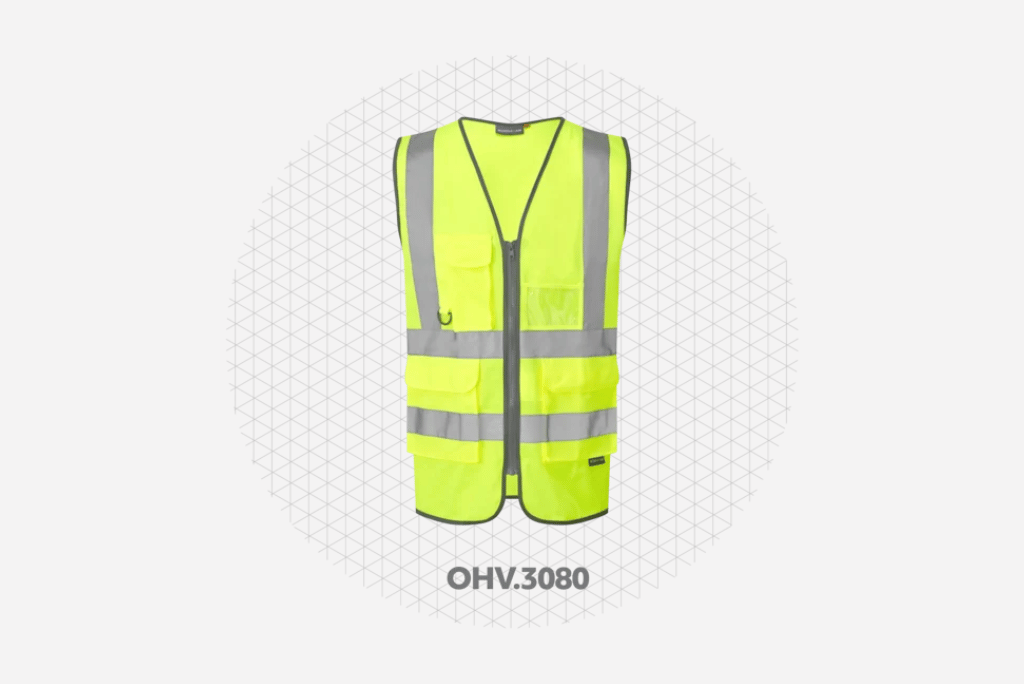 Hi-vis yellow waistcoat.