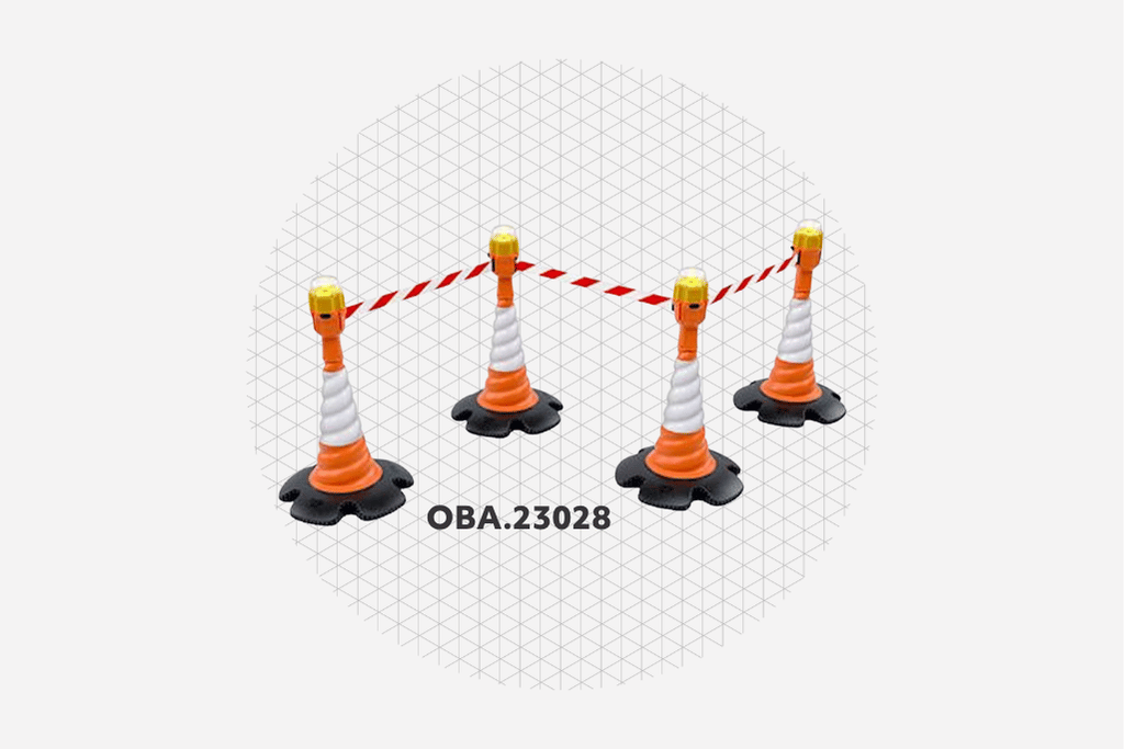 SKIPPER HELIX ROAD CONE WITH LIGHTS RETRACTABLE BARRIER KIT
