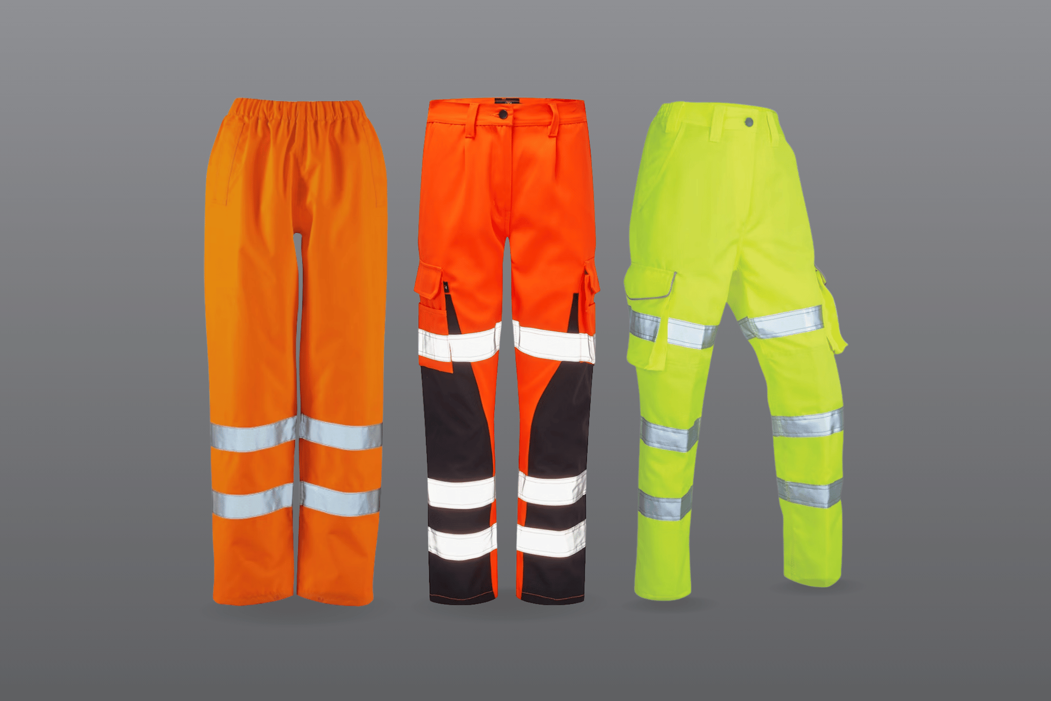 Collection of hi-viz ladies trousers.