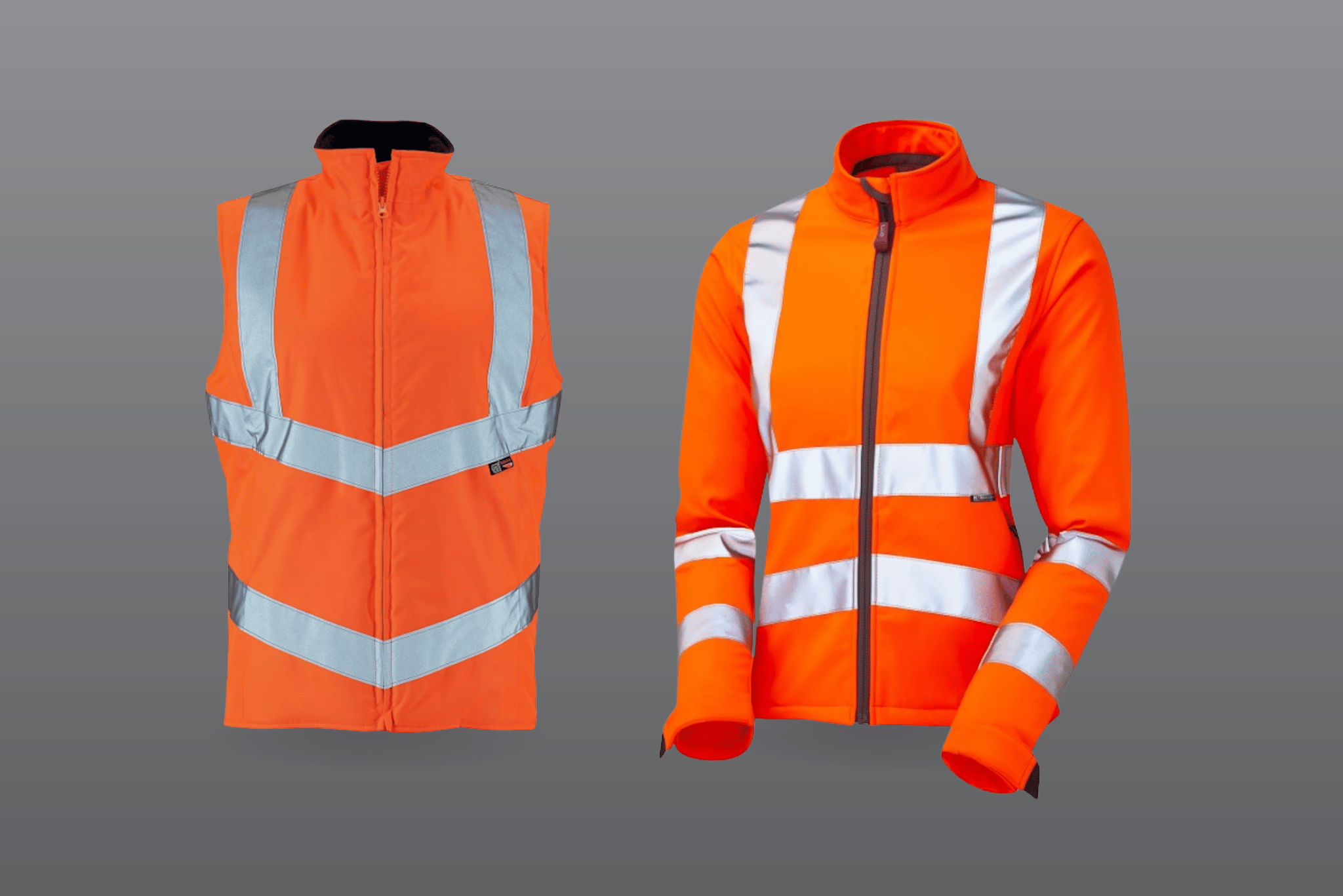 Ladies hi-viz bodywarmer and softshell jacket.