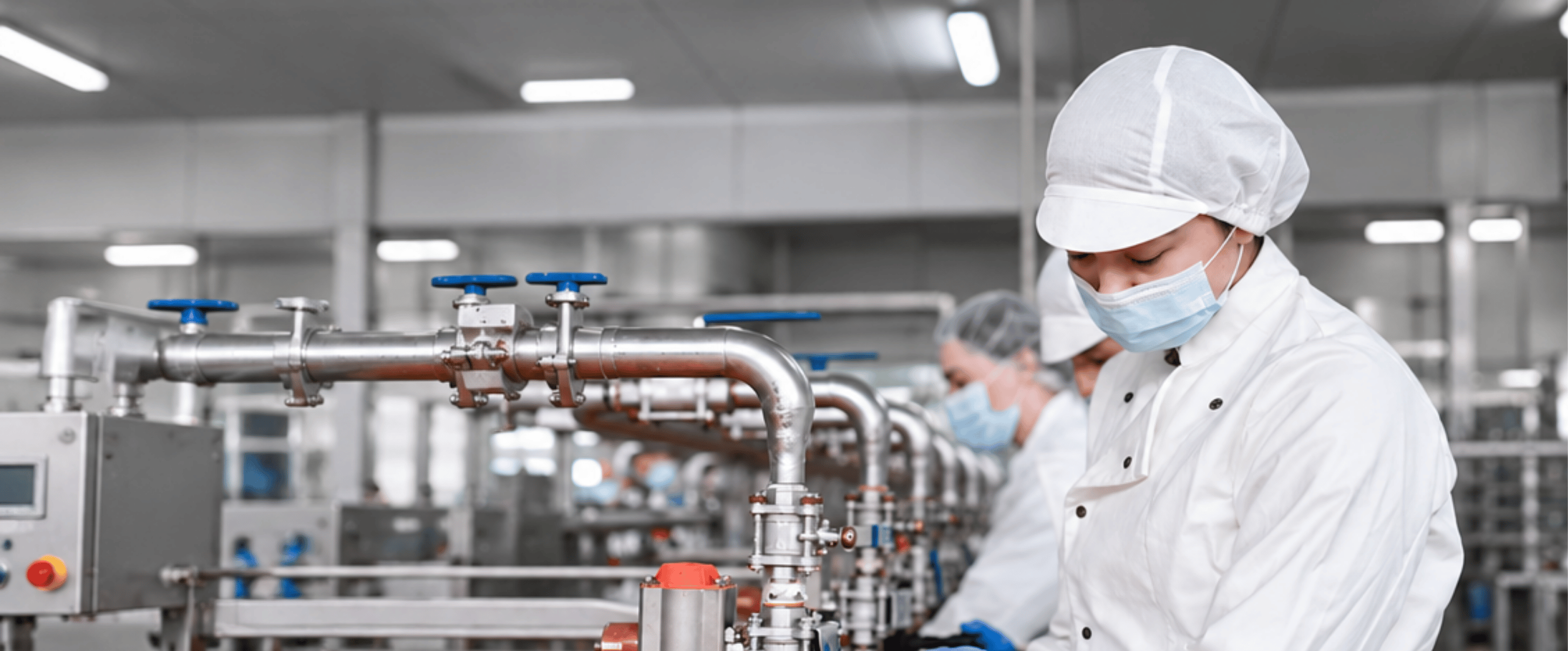 Woman wearing food hygiene clothing.