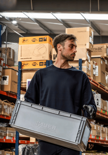 Man in workwear and PPE