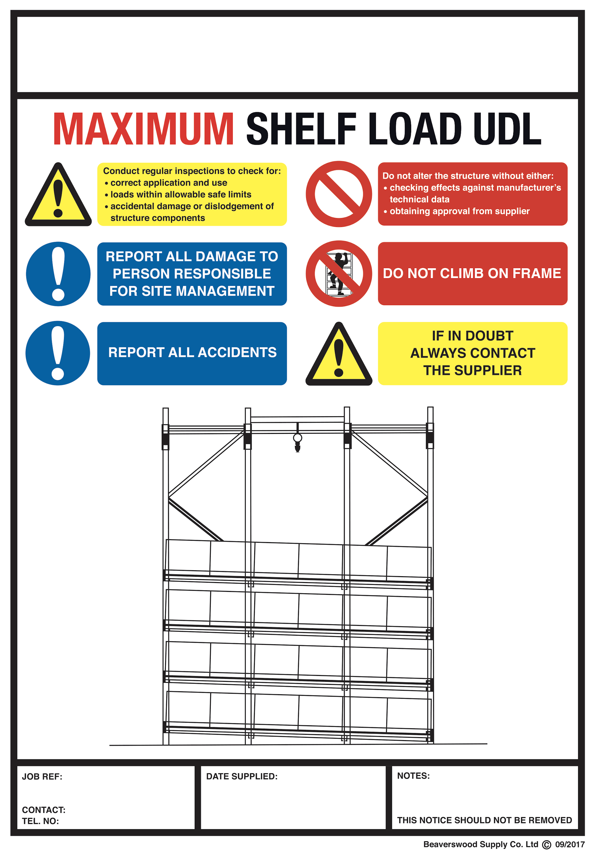 WEIGHT LOAD IDENTIFICATION - CARTON LIVE STORE WEIGHT LOAD - 356 X 254MM