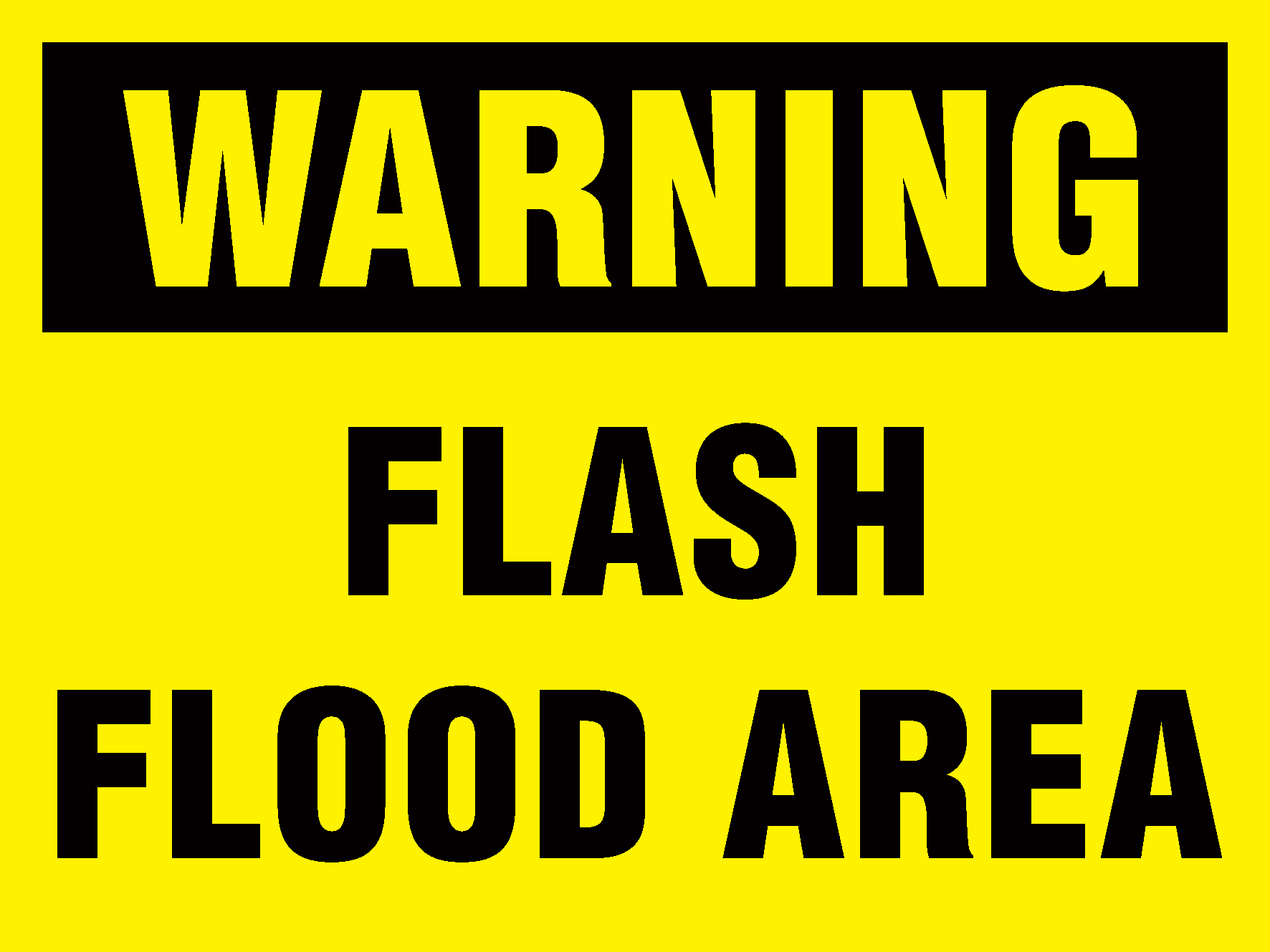 WARNING FLASH FLOOD AREA - STANCHION SIGN