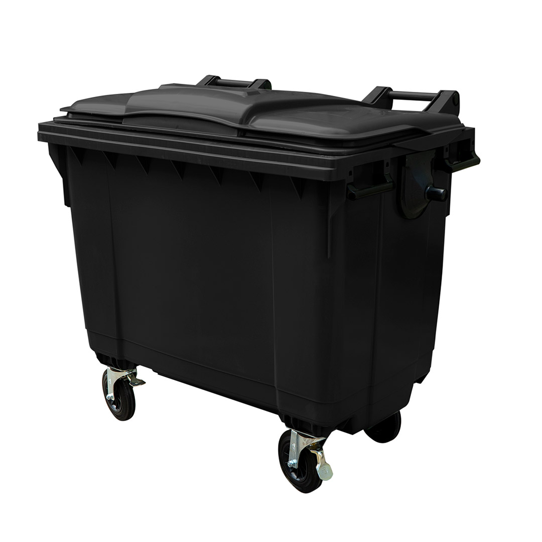 1100L CLINICAL WASTE WHEELIE BIN WITH LID LOCK YELLOW