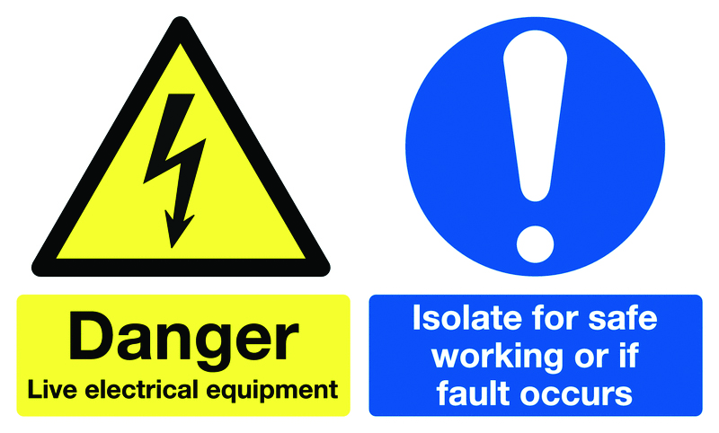 V Safety Danger Men Working On Equipment – Ritratto 150 x 200 mm – Glow in the Dark 1 mm plastica rigida segnale di sicurezza