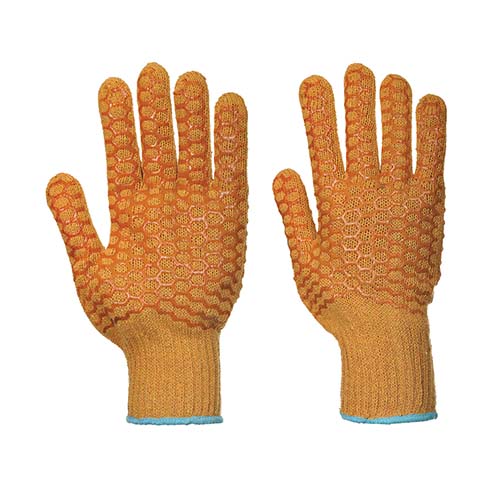 orange criss cross gloves