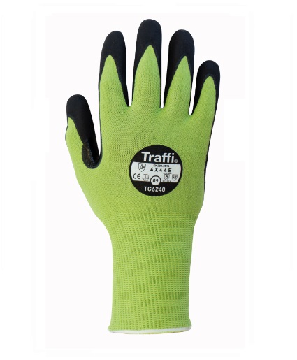 TRAFFI TG6240 MICRODEX NITRILE LXT CUT LEVEL E SAFETY GLOVE-GREEN